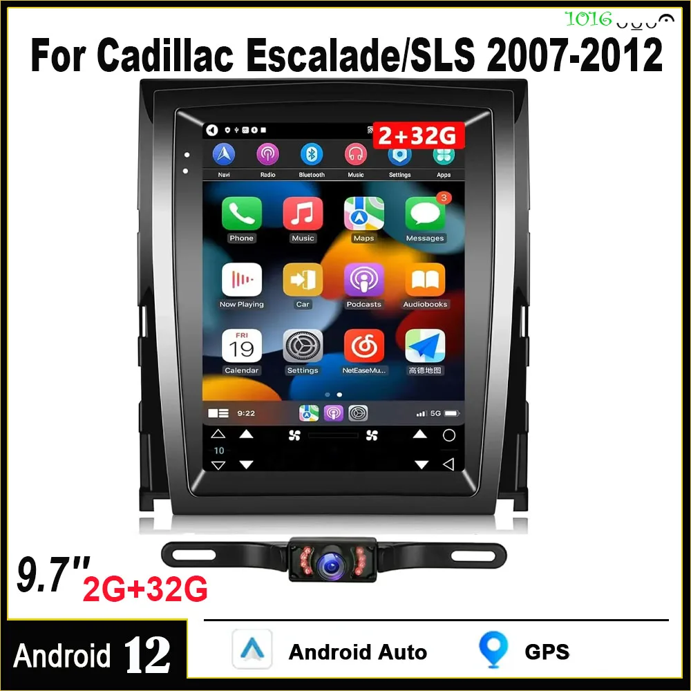 Android 12 Car Navigation 9.7 Inches Built-in CarPlay + Android Auto / 2 + 32G for Cadillac Escalade/SLS 2007-2012