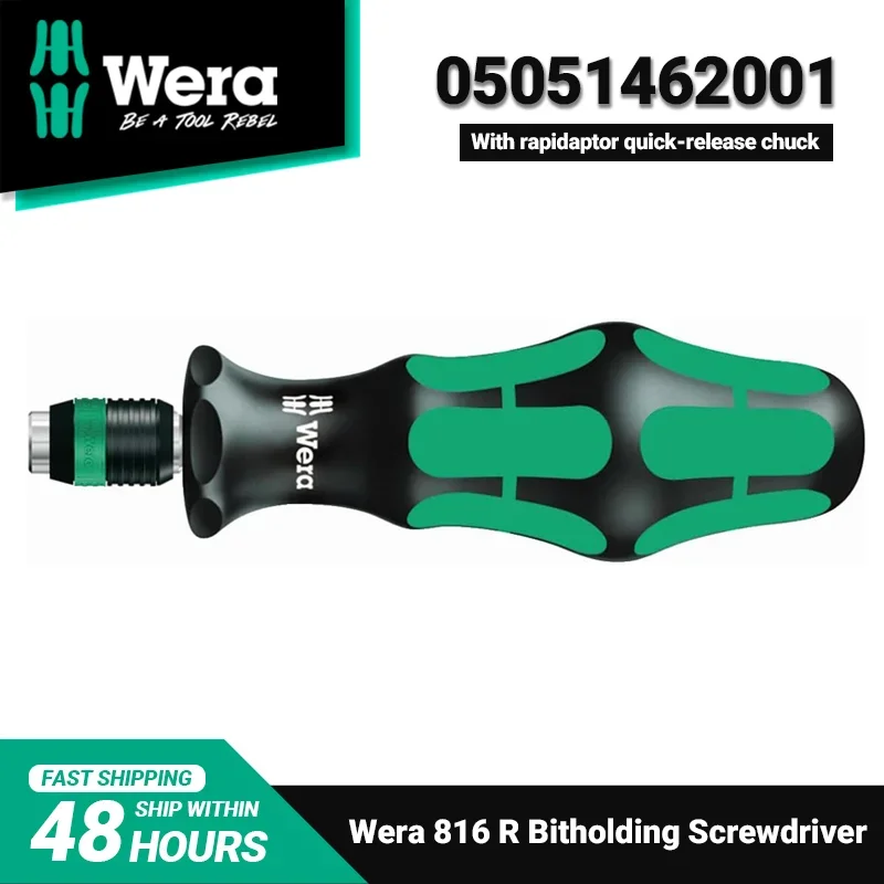 

WERA 05051462001 816 R Bitholding Screwdriver with Rapidaptor Quick-release Chuck 1/4" Hexagon Drive Anti-rolling High Quality