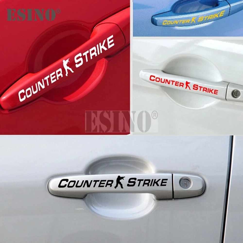 4 x Car Styling Funny Game CS Counter Strike Car Stickers Decorative Car Door Handle Decal PVC 3D Carving Auto Decal Vinyl