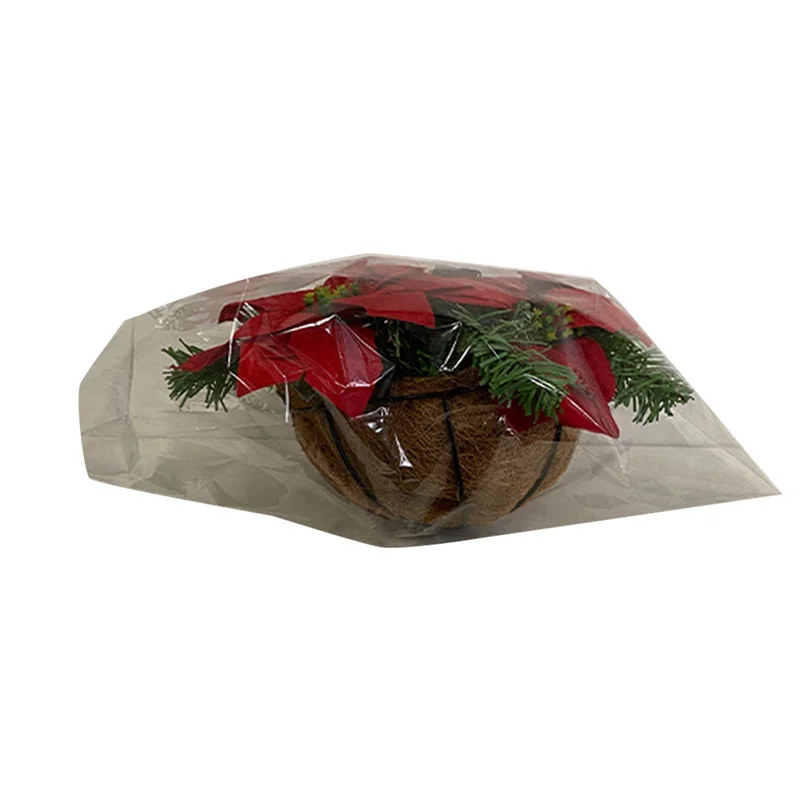 Y42A-1 قطعة عيد الميلاد سلة معلقة مع الزهور الحمراء وللخارجية ساحة الشرفة ديكور البلاستيك + المعادن زينة عيد الميلاد