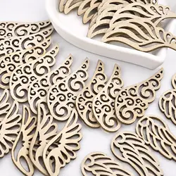 10Pcs Angel Wings Log Color Unfinished Wood Chips Craft DIY Non-Porous Patch Children'S Collage Materials Creative Models