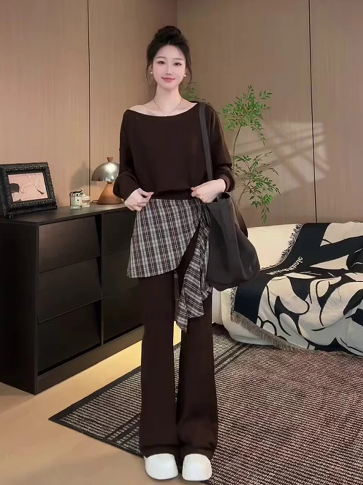 

Fashionable Long Sleeve Women's Outfit Set Autumn 2026 Slimming Flared Pants Two-Piece Set Elegant Style Online Exclusive