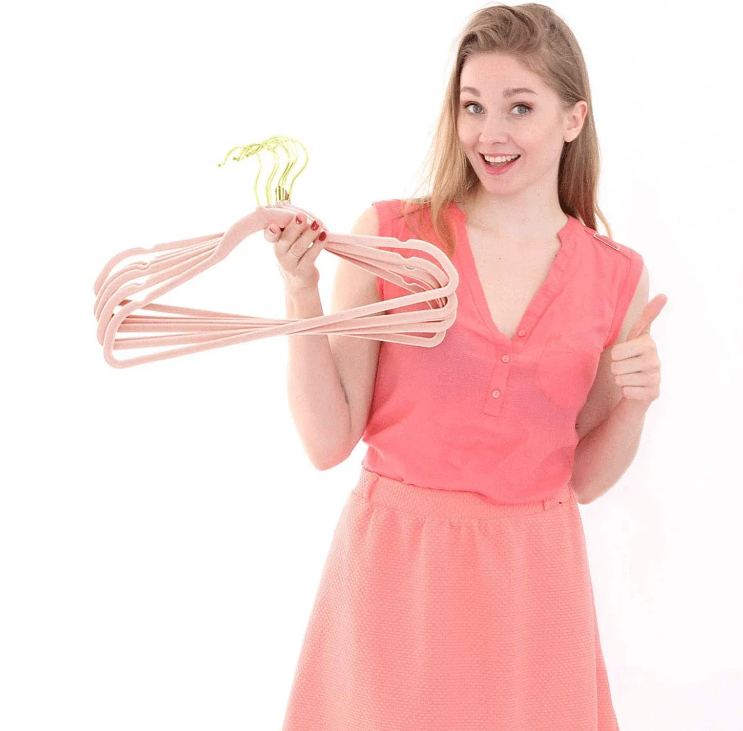 45CM ABS flocking non-slip hanger clothing store finishing without trace storage household clothes hanging magic clothes hanger