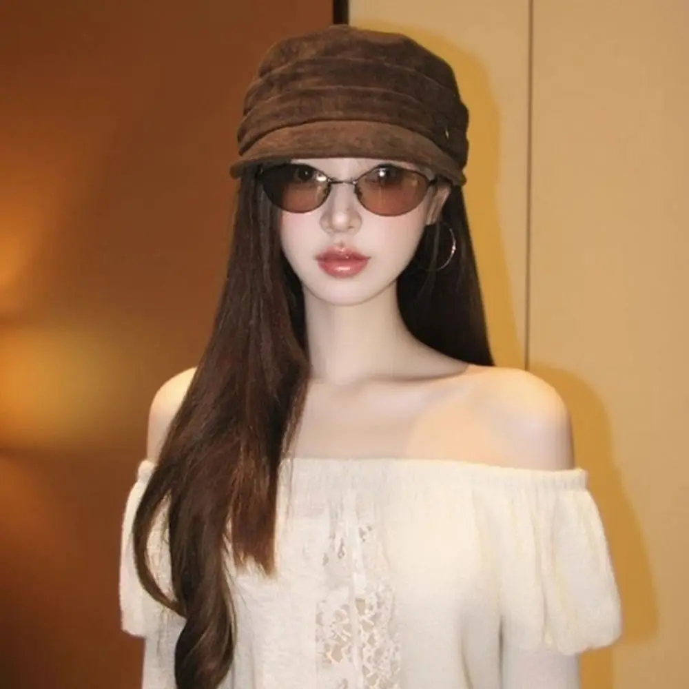 Retro Korean Style Suede Equestrian Hat Chamois Newsboy Cap Flat Cap Retro Flattop Retro Painter Hat Streetwear