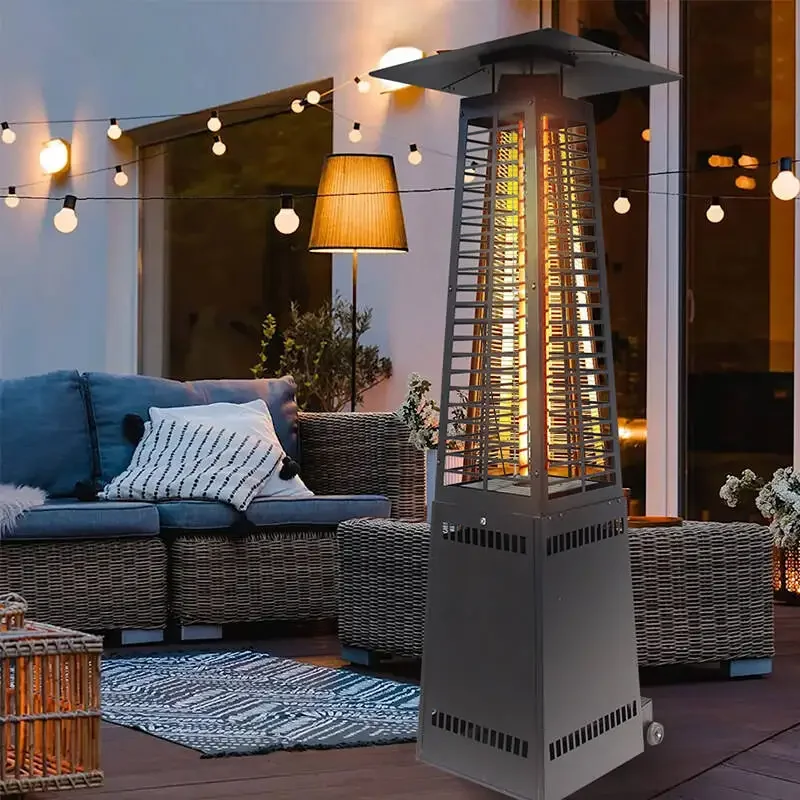 Outdoor Freestanding Pellet Patio Heater Wood Fire s  Burning  