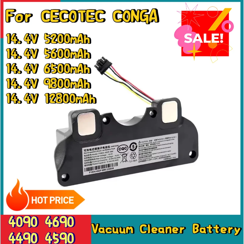 

Battery For CECOTEC CONGA 4090 4690 4490 4590 Robot Vacuum Cleaner 12800mAh High Capacity Replacement Battery