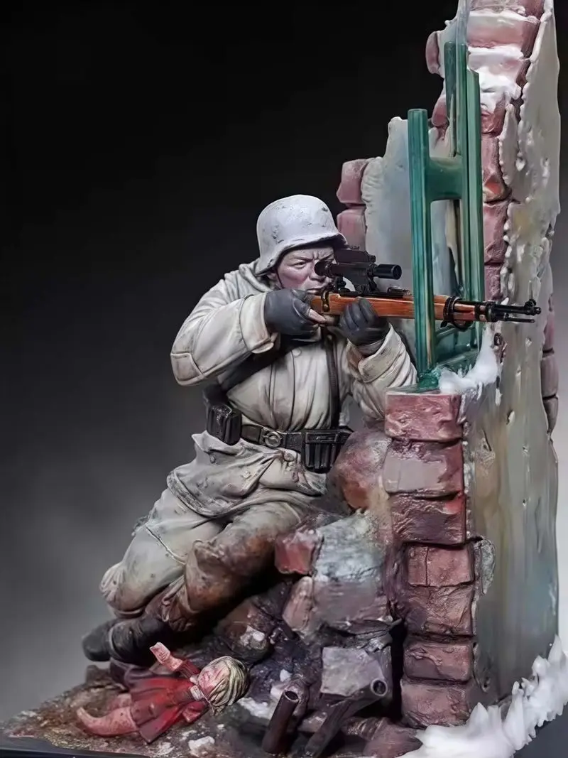 

1/18 Sniper Including Scene And Base Resin Micro Miniature Figure 3d Printed White Model Toy Unassembled And Unpainted Kit