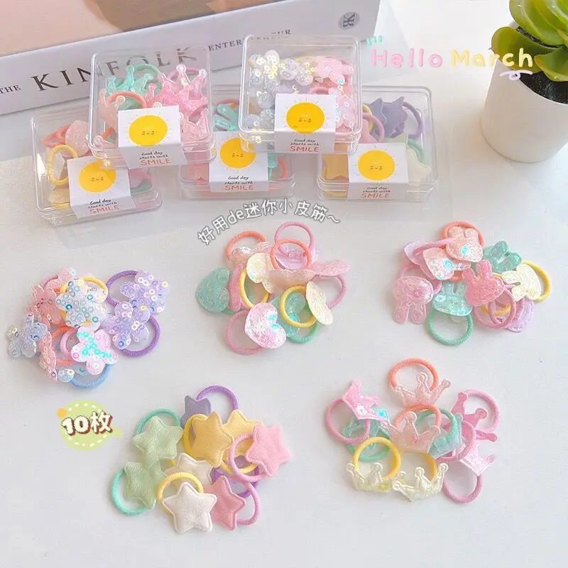 10pcs Sequin Mini Hair Rings Pet Beauty Rubber Bands Hair Free Cat and Dog Head Flower Accessories Pet Supplies for Small Dogs