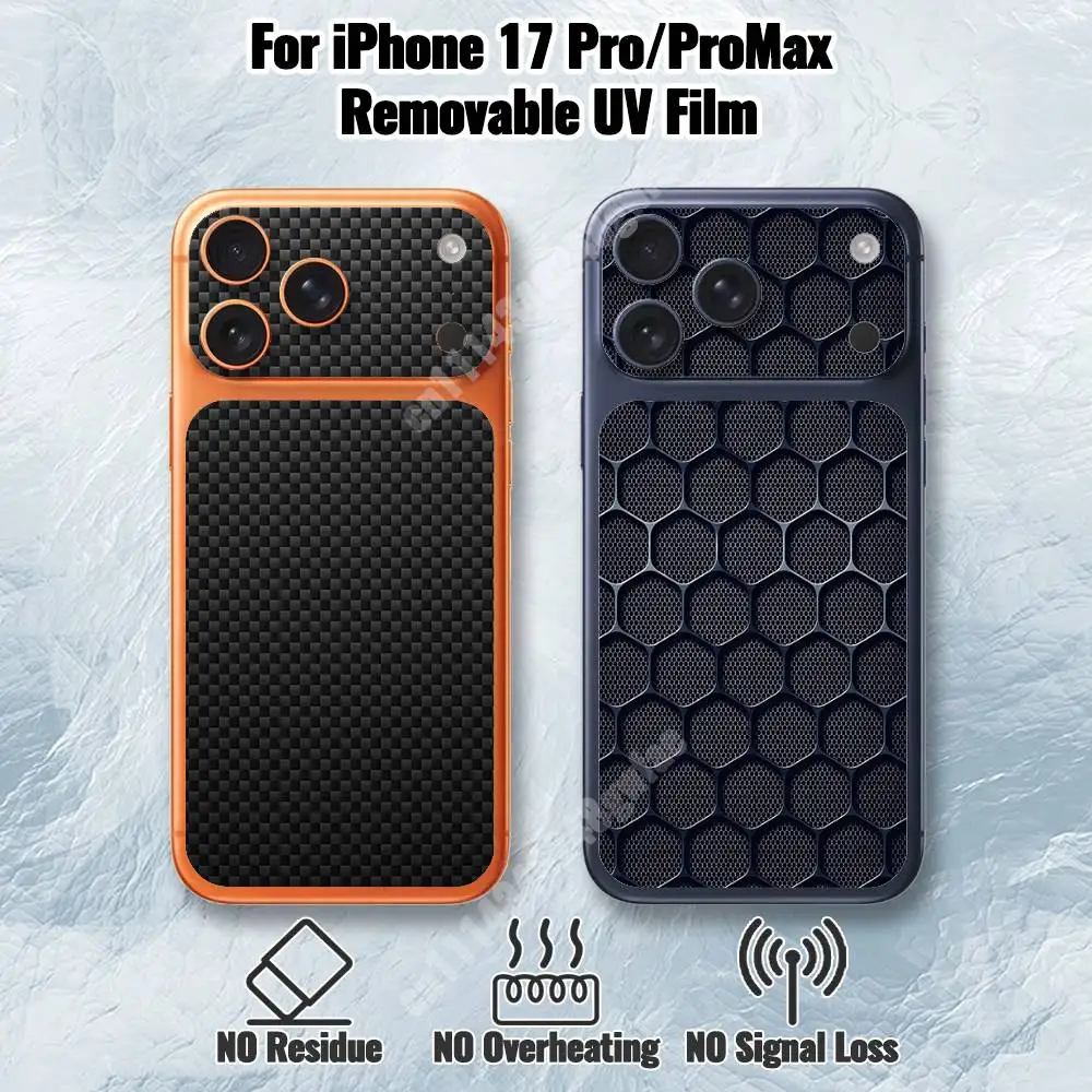 Fiber Carbon Pattern Removable UV Film for iPhone 17 Pro 17 ProMax Protective Sticker