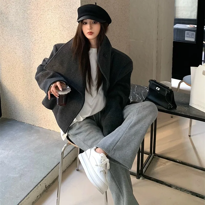 Pantaloni a gamba dritta a vita alta da donna Autunno Inverno Faion Retro High Street Pantaloni lunghi Allungamento delle gambe Body ape