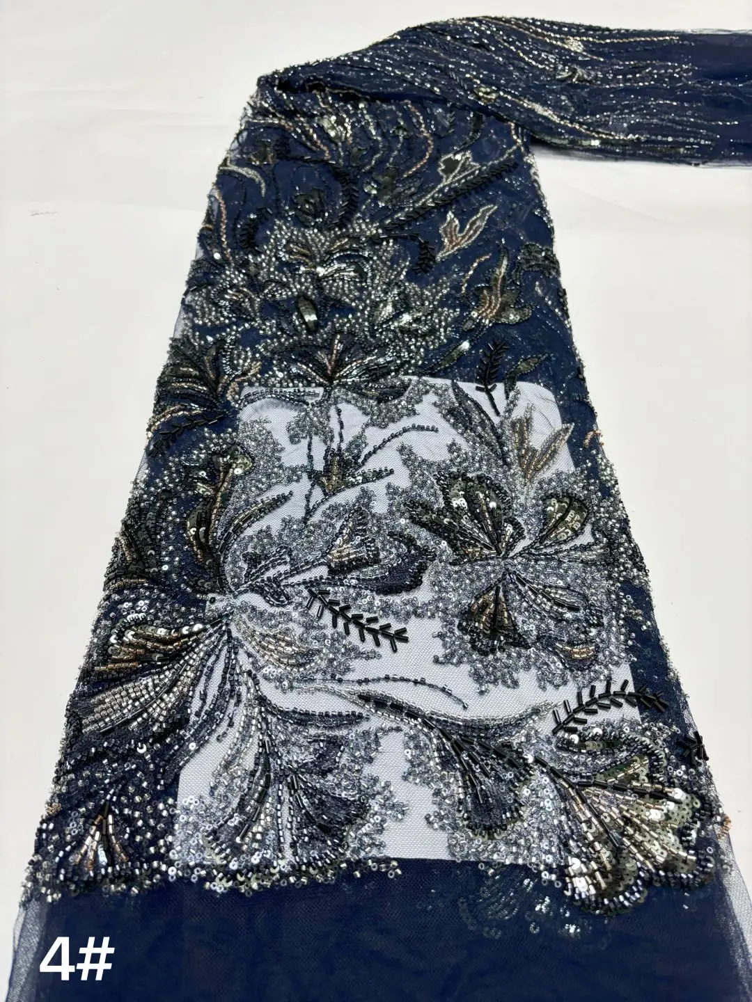 

A variety of pattern beaded mesh lace fabric African handicraft lace beaded mesh fabric Nigerian mesh sewing fabric high quality