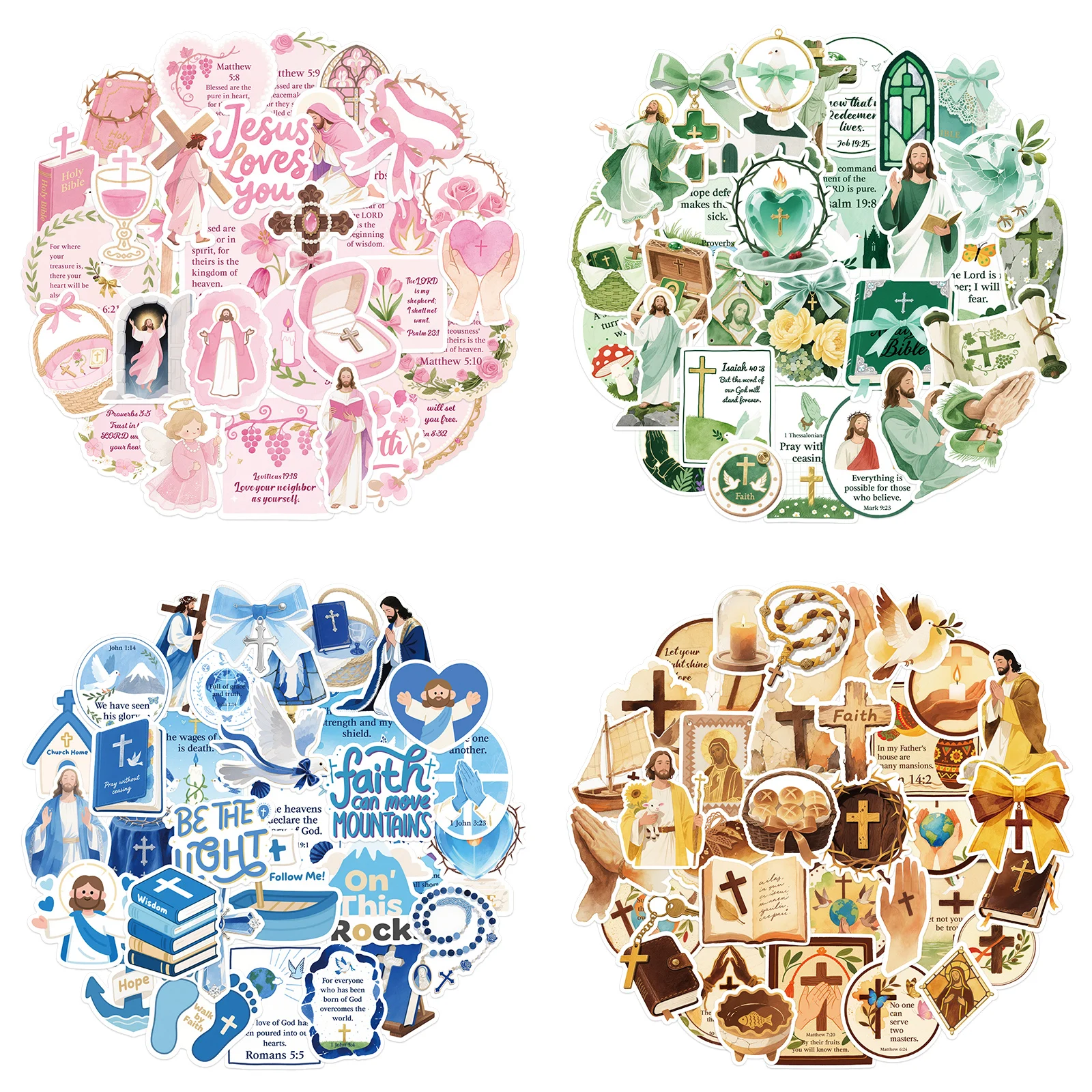 50 Uds. De pegatinas de Jesús, materiales exquisitos para cuentas de mano, fundas para teléfono, maletas para ordenador portátil, pegatinas decorativas para botellas de agua