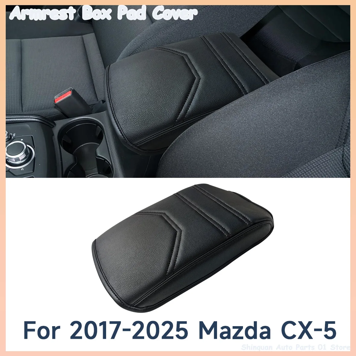 Armrest Box Pad Cover Protector for 2017-2025 Mazda CX-5 Slip-On Easy Install No Disassembly Needed