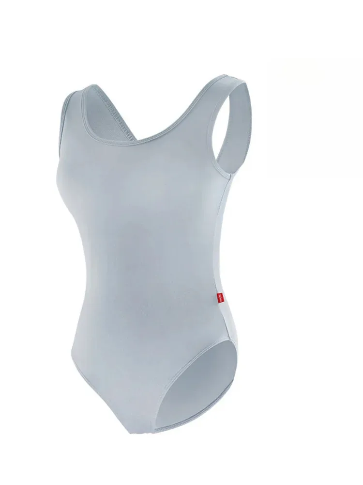 솔리드 컬러 백리스 슬림핏 발레 롬퍼 여성용, 댄스 연습 바디수트, 무대 공연 의상