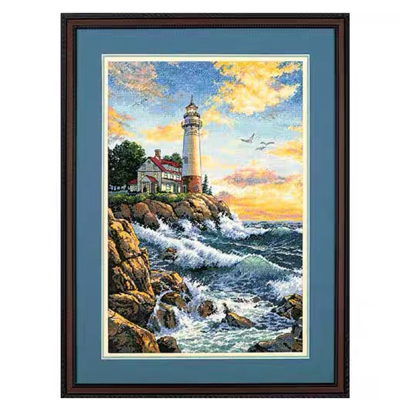 Amishop Counted Cross Stitch Kit, The Lighthouse Light House at the Seaside Port Dim 03895, Top Quality, Beautiful, Lovely