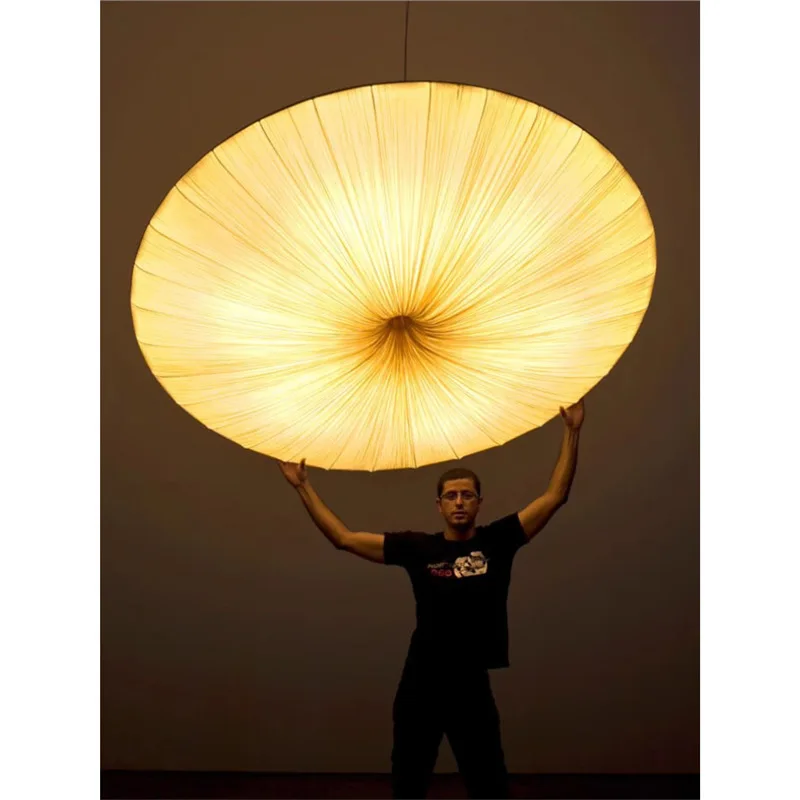 

Wabi sabi Led fabric Ceiling Light round flying saucer lamp Living room Dining room pleated lamp Bedroom Restaurant Hanging Lamp