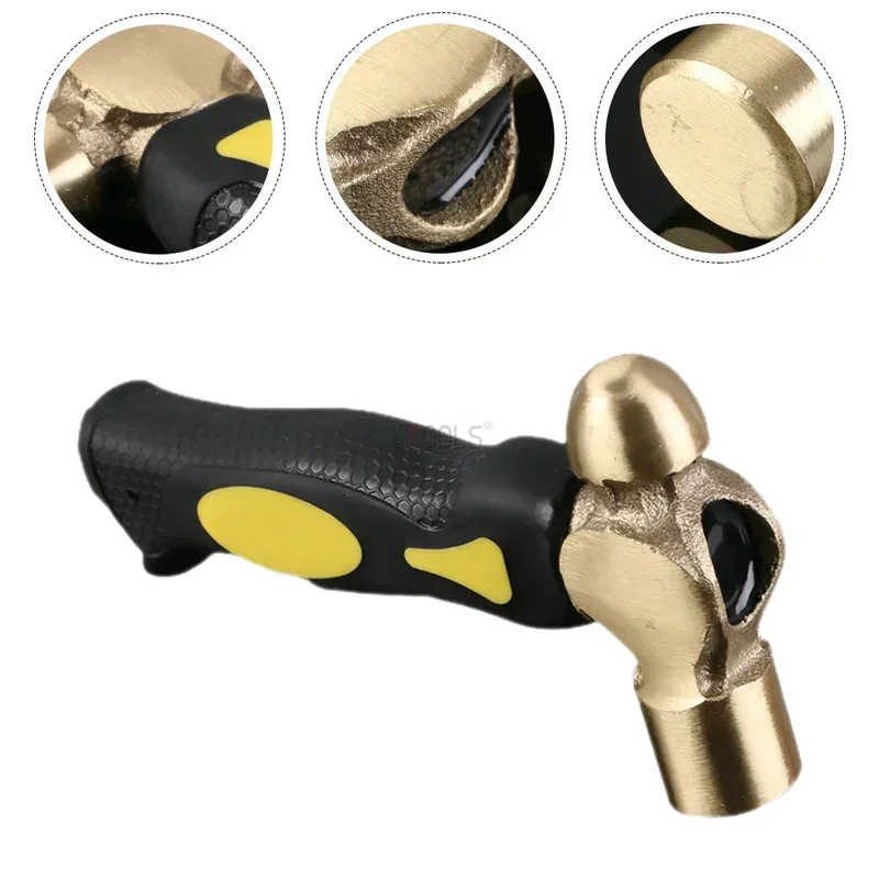 

High Hardness Mini Handle Brass Hammer Flat Head Striking Woodworking Double Head Explosion-proof Hammer Plastic Anti Slip Grip