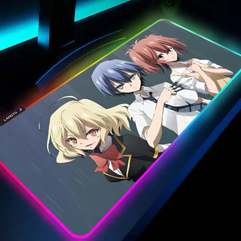 Anime Akuma no Riddle Mouse Pad RGB Large Gaming Mouse Pad Non-slip Rubber Base Keyboard Pad Extra Large Luminous LED Mouse Pad