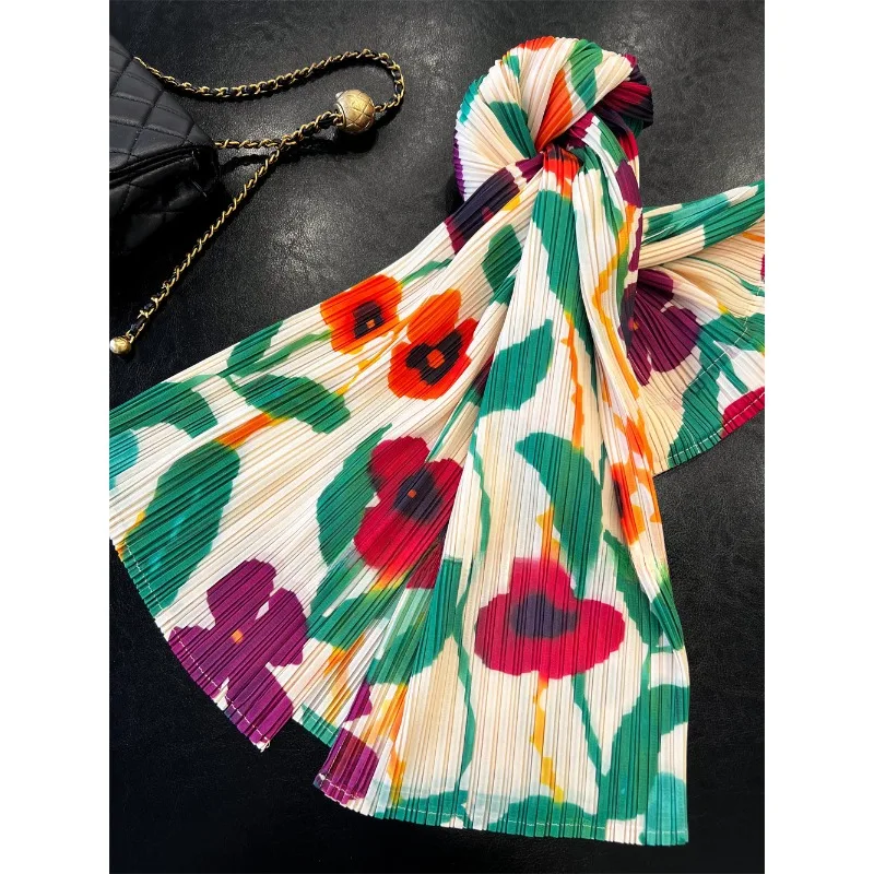 Gghk Miyake Geplooide Rechte Rok Zomer 2023 Hoge Taille Rug Split Casual Nieuw Design Dameskleding Maxi Rokken