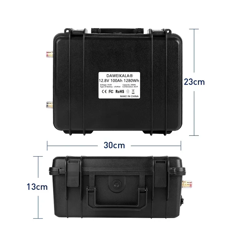 12V 200Ah Lifepo4 Battery Pack Lithium Iron Phosphate Waterproof Cells For Golf Cart RV Solar Energy Storage Inverter Boat Motor