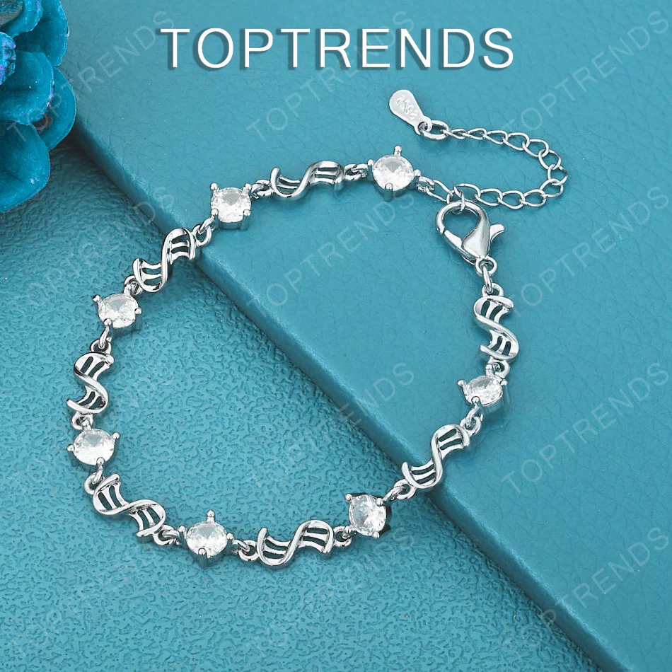 Gorgeous 925 Sterling Silver AAA Zircon Musical Note Bracelet Noble Grace Jewelry For Women Wedding Party Birthday Accessories
