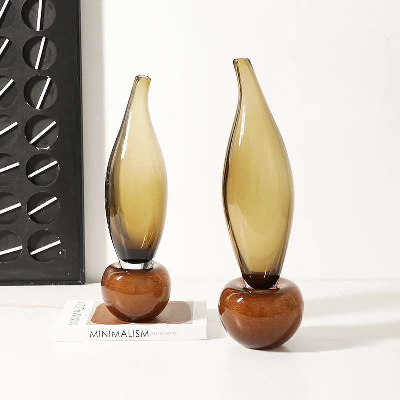 Modern light luxury handmade glass vase model room villa restaurant wine cabinet high-end home decorations