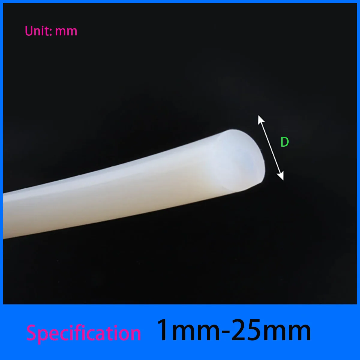 High Temp Waterproof Round Rubber Strip Silicone Rubber Sealing Strip Solid Round Bar Rods 1mm- 25mm