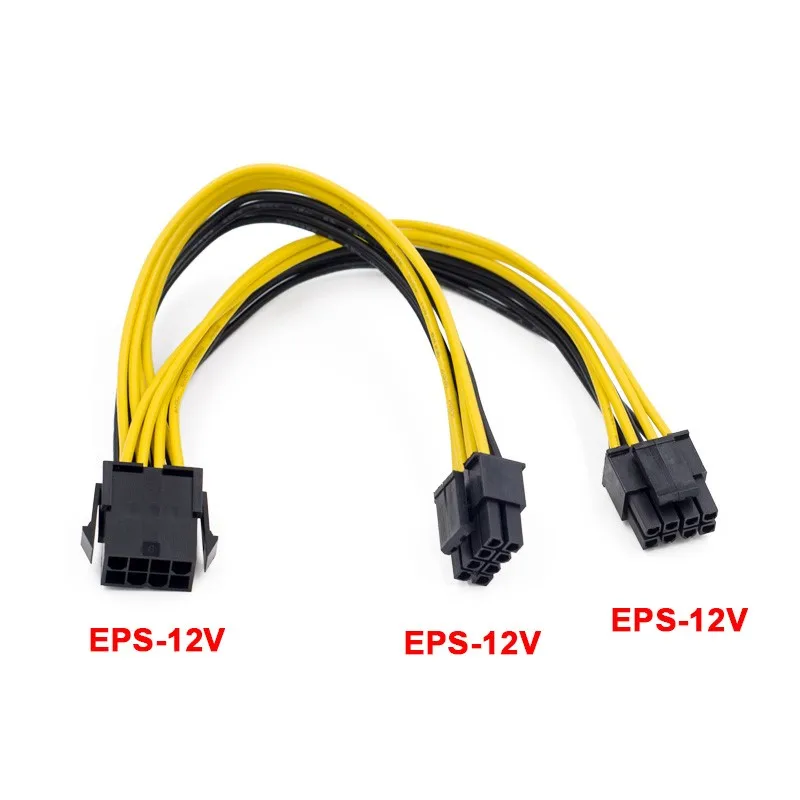 2Pcs EPS CPU 12V 8Pin Female to Dual 8Pin (4+4)Pin EPS 12V Male Motherboard Power Supply Cable Y Splitter Adapter Sleeve