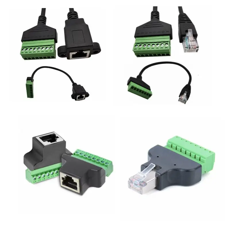 RJ45 Male to 8 Pins Screw Terminal Block Adapter for Cat5 CCTV Digital Internet Plug to 8pins Ethernet Connector cable  0.3m