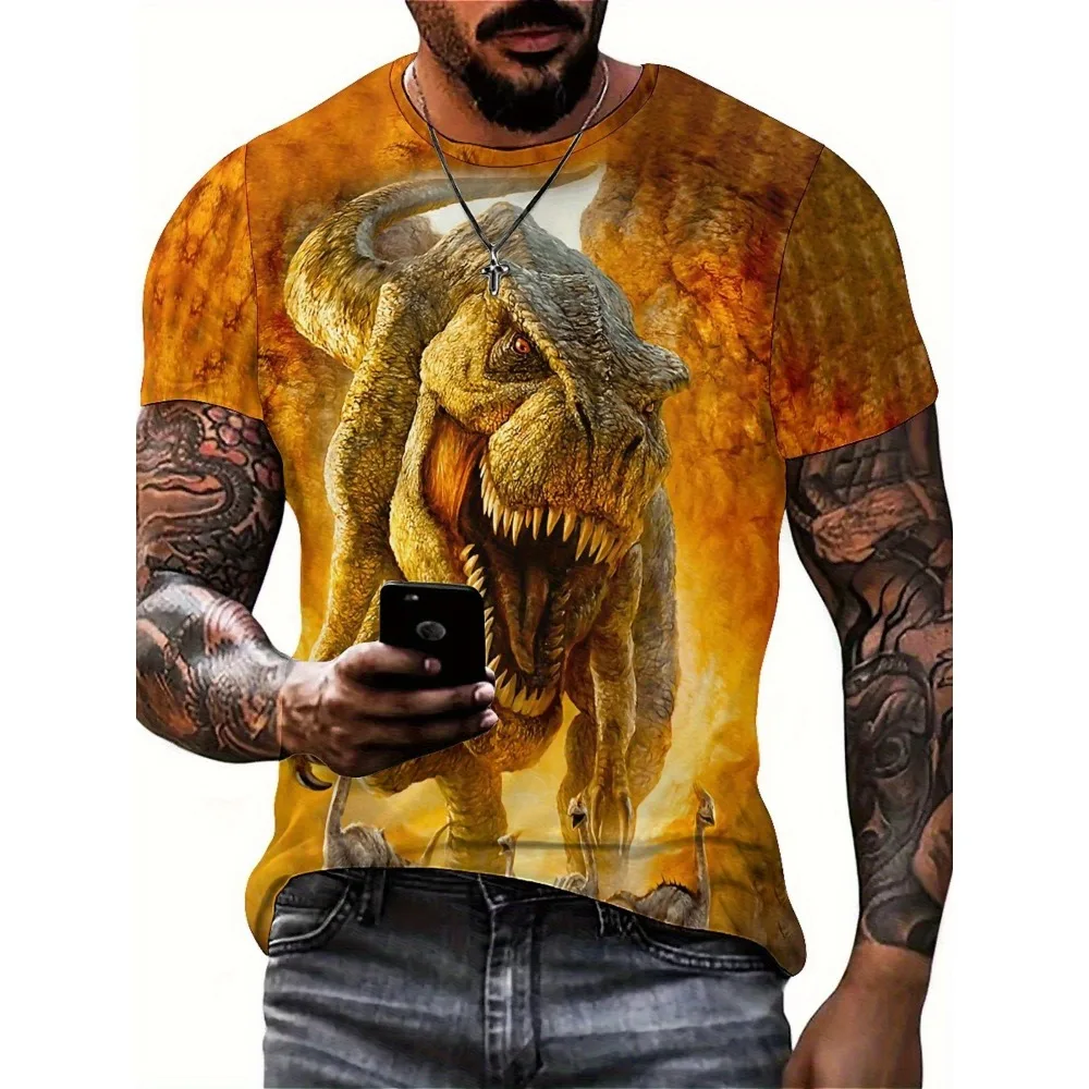 

2025 Summer Men's Women's 3D Printing Dinosaur Graphic Quick-drying T-shirts Unisex Going Out Daily Short-sleeved Tees Tops