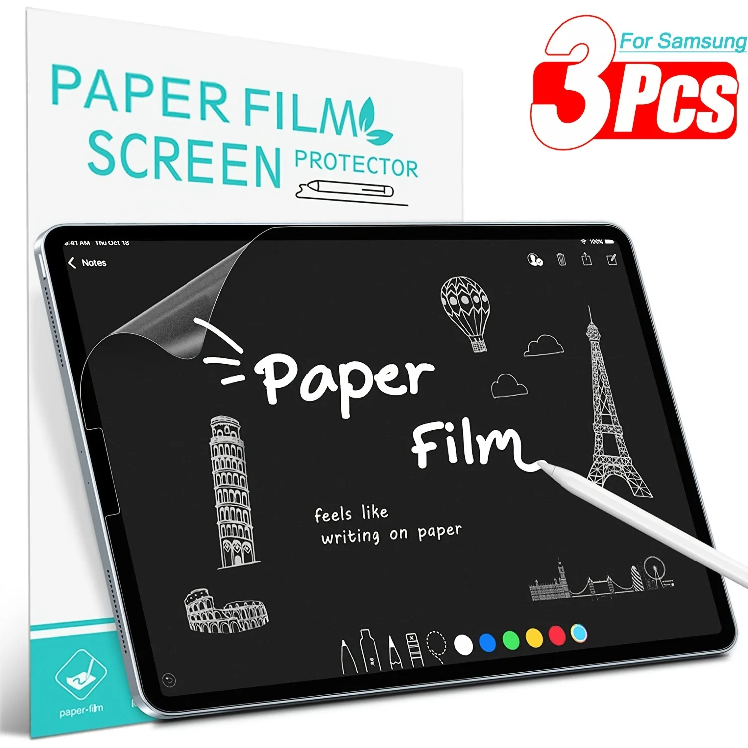 

3Pcs Paper Feel Screen Protector for Samsung Galaxy Tab S9 S8 Plus S7 FE S6 S5e A9 A8 A7 Lite A 10.1 10.5 Painting Drawing Film