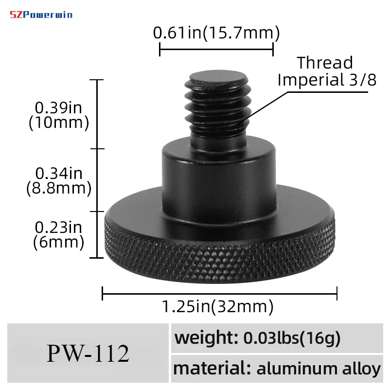 SZPowerwin 1/4 do 3/8 cala śruba aluminiowa stabilność śruba konwersyjna aparatu statyw płyta szybkiego uwalniania śruba mocowanie adaptera