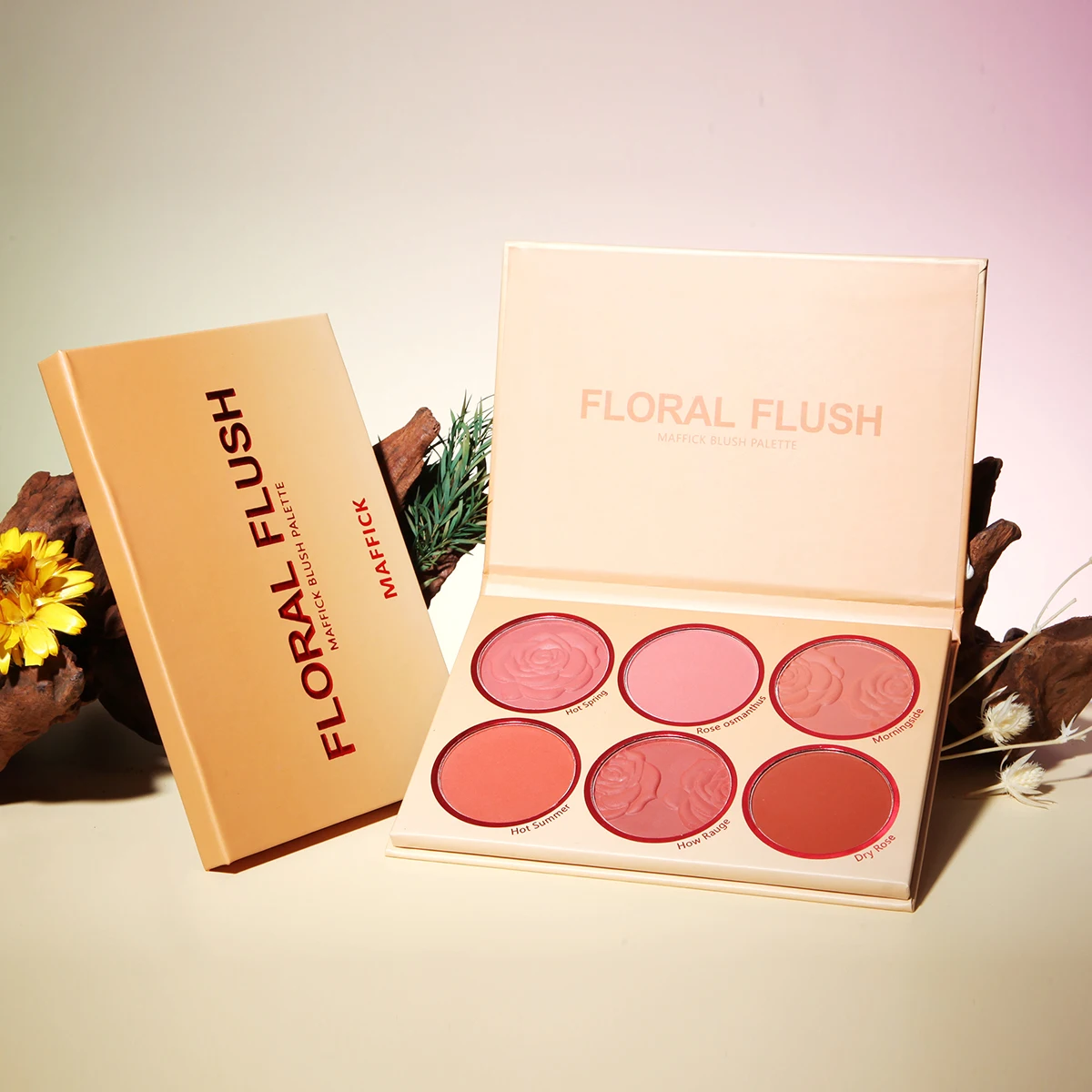 6 Colors Powder blush Orange Warm Autumn and Winter Rose petals Blush plate Makeup