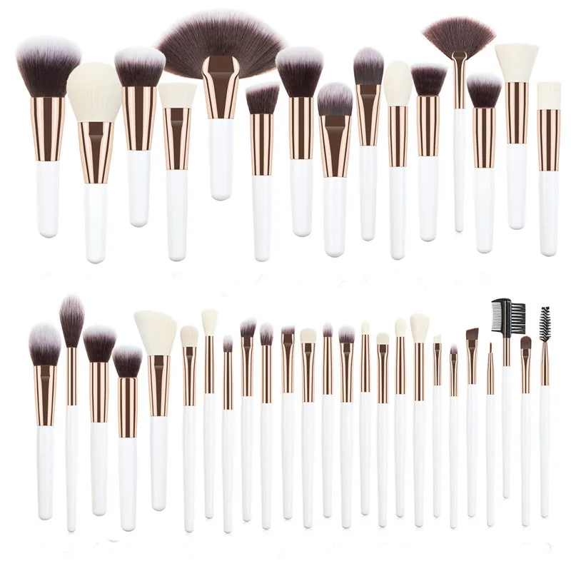 Professional 40 pcs Makeup Brushes Set Soft Natural Bristles Powder Blending Contour Eyebrow Eyeshadow Fan Foundation Brush