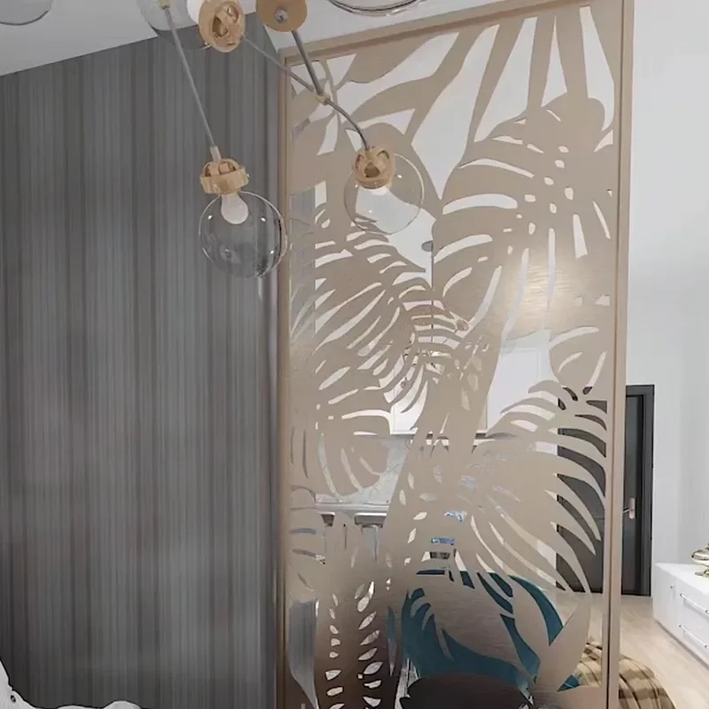 Modern Stainless Steel Hollow Lattice Screen Divider for Hotel Lobby Villa Clubhouse Entrance Metal Partition Decor