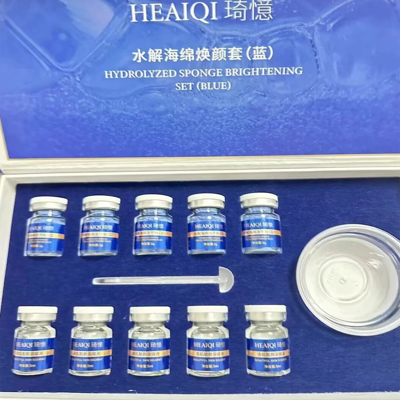 

10 vials Blue Sponge Spicules Freeze-dried Collagen Powder Set 98% Microcrystal Natural Biological Extract Sponge Microcrystal