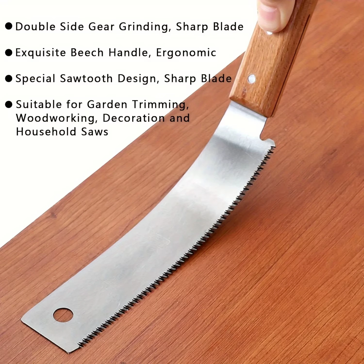 12 Inch Small Hand Saw, Flush Cut Saw Woodworking Hand Saw Wooden Straight Handle Single Edge Pull Saw Trim Tool for Household image 4