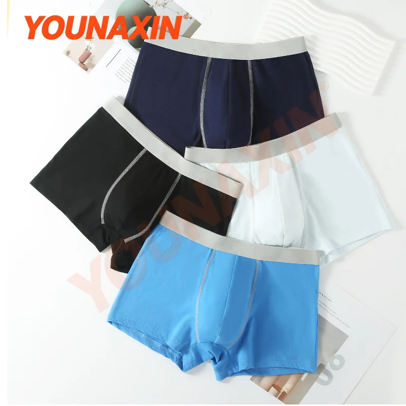 4 Pcs Plus Size Men Boxer Briefs Cotton Undies Breathable Random Colors Underpants L XL 2XL 3XL 4XL 5XL 6XL YOUNAXIN