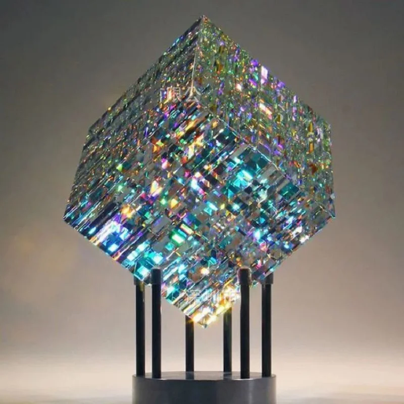 

Desktop Magic Cube Crystal Models K9 Colorful Crystal Table Ornament Night Light Christmas Birthday Gifts Bedroom Accessories