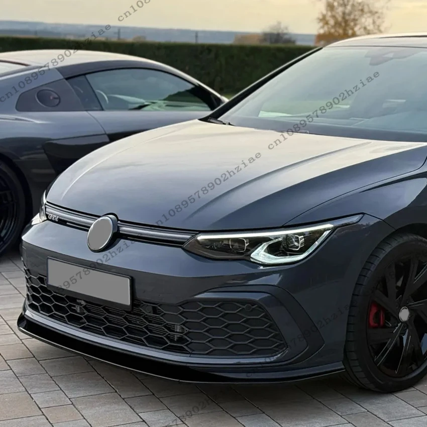 سبويلر المصد الأمامي على طراز ماكستون لسيارة VW Golf 8 GTI GTD GTE R-Line 2020-2024 ملحقات ضبط مطورة بمظهر أسود لامع