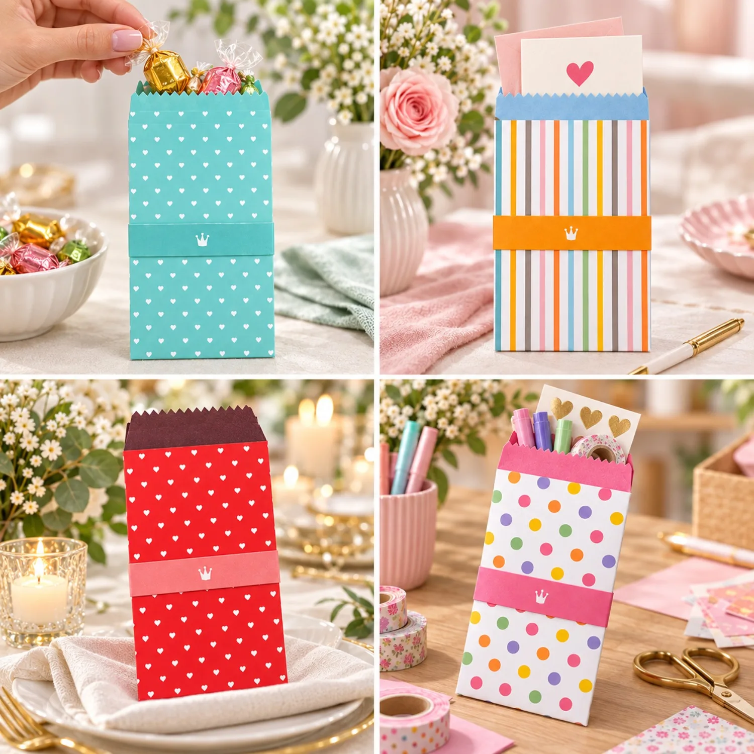 15/25 Pcs Envelopes Colorful Self-Sealing Dots Stripes Multicolor for Invitations Gift Cards Postcards