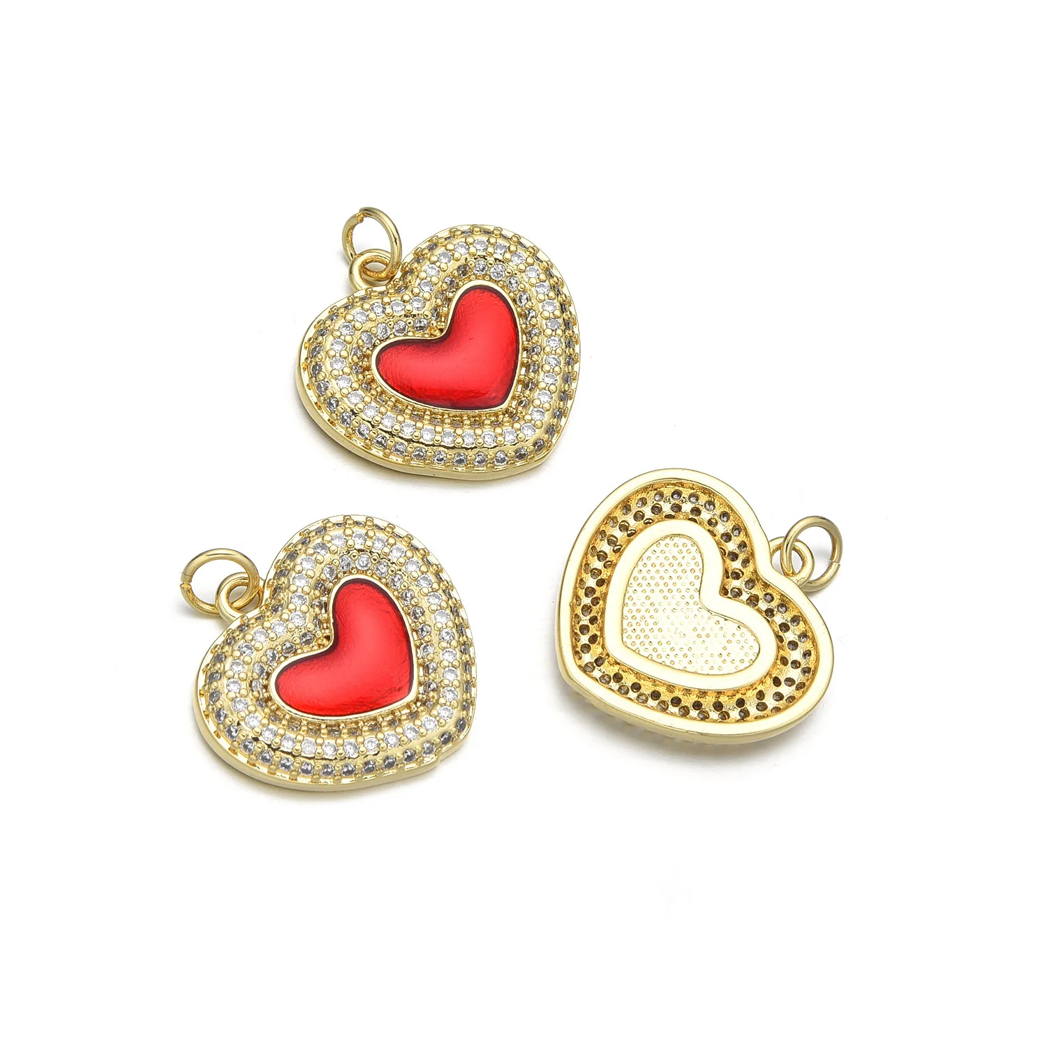 5pcs Europe and The United States Drip Oil Red Heart Necklace Pendant Accessories DIY Jewelry Making Materials Wholesale