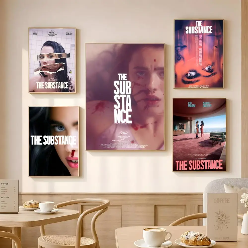 Movie The Substance Poster Poster Self-adhesive Art Waterproof Paper Sticker Coffee House Bar Room Wall Decor