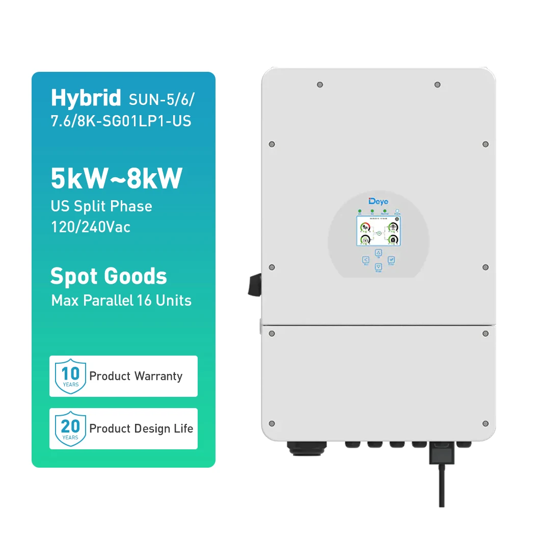 IP65 Hybrid Inverter 5KW 10KW 12KW 8KW Split Phase Us Version Max 16pcs Parallel SUN-8K-SG01LP1-US