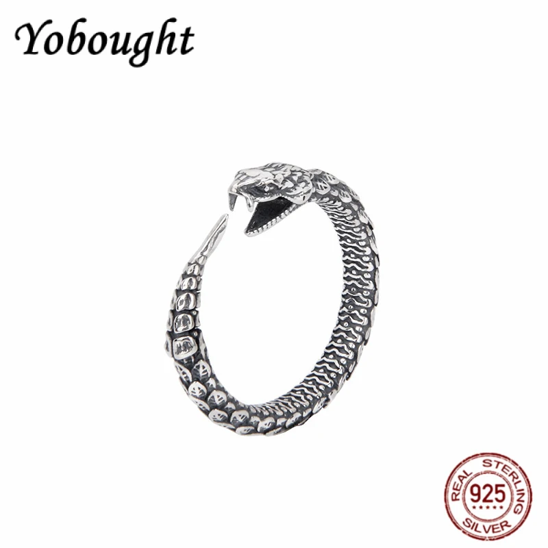 

Новое кольцо из стерлингового серебра 925 пробы в стиле ретро с уникальным дизайном и резной текстурой в виде змеи, персонализированный подарок для мужчин и женщин
