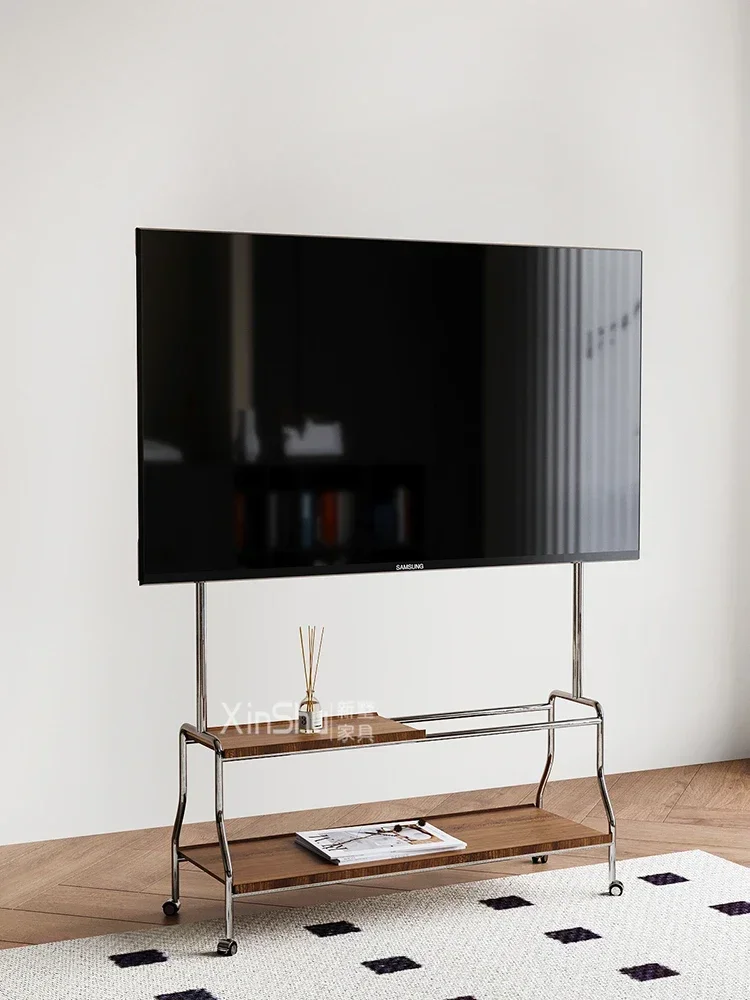 TV stand Movable all-in-one machine Floor-to-ceiling retro monitor hanger Cart with wheels TV stand