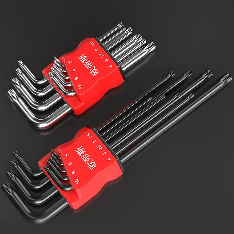 9PCS Alloy Steel Double-End Screwdriver Hex Set Spanner Allen Key Hexagon Flat Ball Torx Star Head Wrench Hand Tool