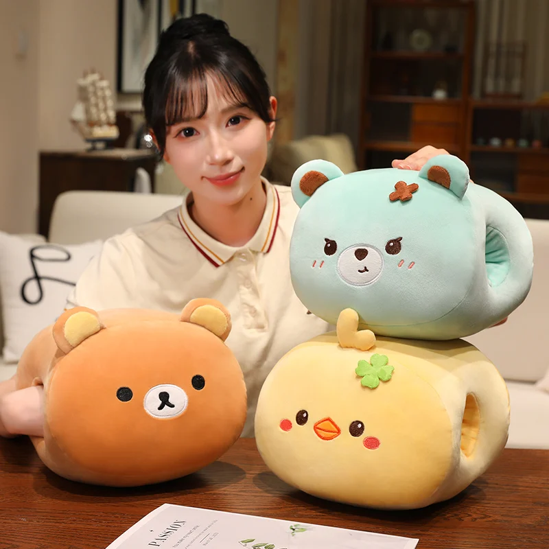 Cartoon Animal Rilakkuma Hand Warmer Pillow Soft Seal Plush Throw Pillow Winter Warm Hand Muff Cushion Office Nap Pillow Decor