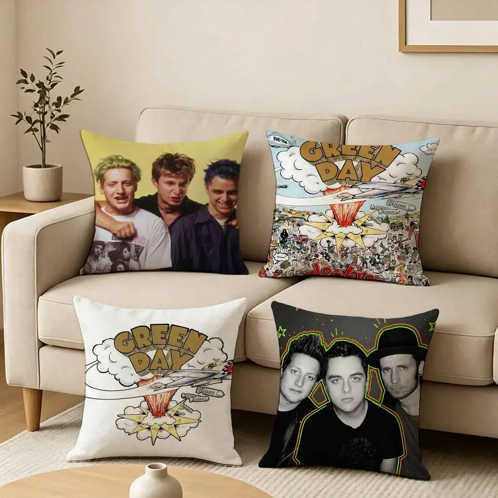 Popular Band G-Green Day  Pillow Case Square Double-Sided Sofa Cushion Cover Bedroom Bedside Pillow