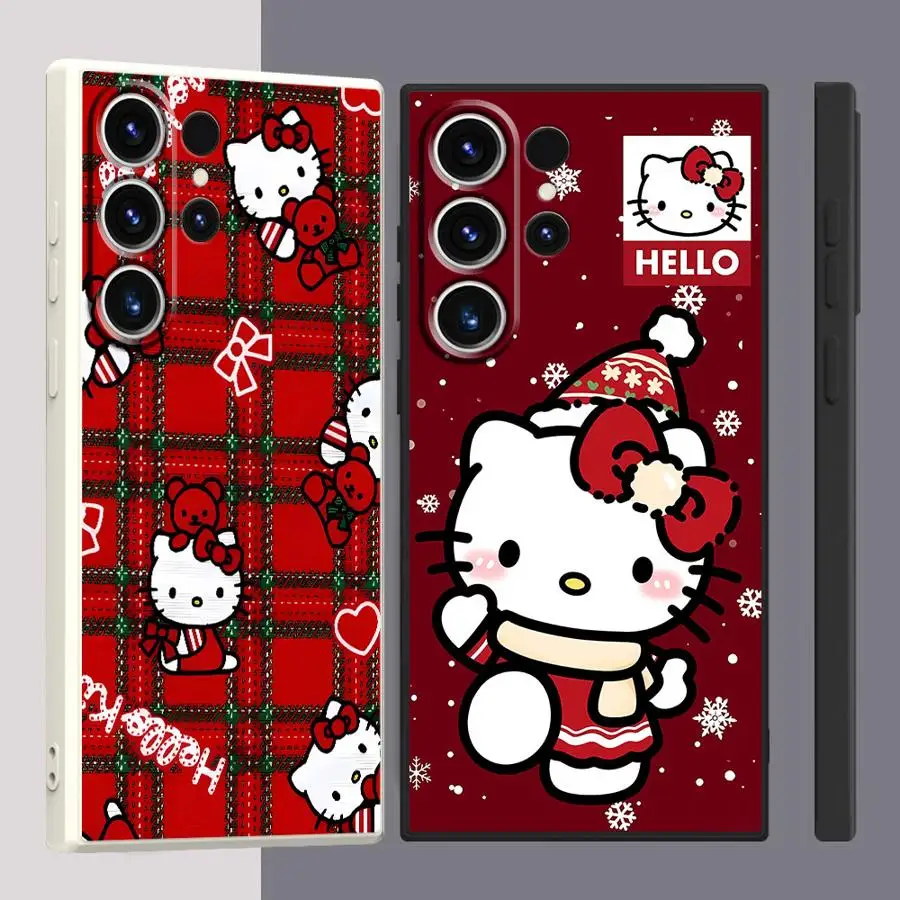 Custodia morbida per telefono per Samsung Galaxy S23 S24 FE Nota 20 10 Ultra S22 Ultra S25 Edge S21 Plus S20 Rosso Sanrio Hello Kitty